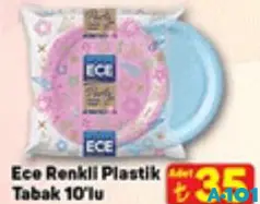 ECE RENKLİ PLASTİK TABAK 10'LU